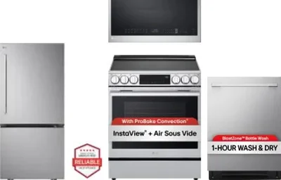 4 Piece Package Includes Refrigerator, Range, Microwave And Dishwasher