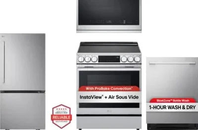 4 Piece Package Includes Refrigerator, Range, Microwave And Dishwasher