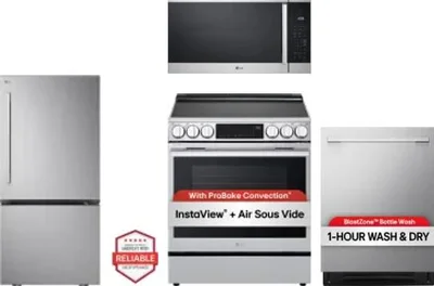 4 Piece Package Includes Refrigerator, Range, Microwave And Dishwasher