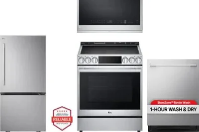 4 Piece Package Includes Refrigerator, Range, Microwave And Dishwasher