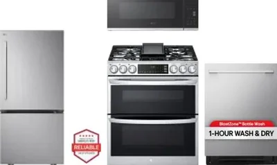 4 Piece Package Includes Refrigerator, Range, Microwave And Dishwasher