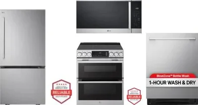 4 Piece Package Includes Refrigerator, Range, Microwave And Dishwasher