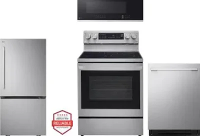 4 Piece Package Includes Refrigerator, Range, Microwave And Dishwasher