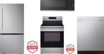 4 Piece Package Includes Refrigerator, Range, Microwave And Dishwasher