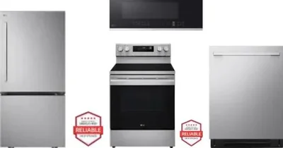 4 Piece Package Includes Refrigerator, Range, Microwave And Dishwasher