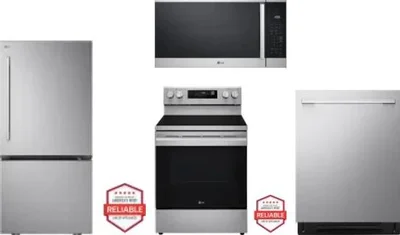 4 Piece Package Includes Refrigerator, Range, Microwave And Dishwasher