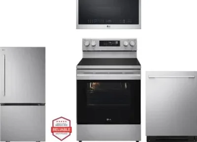 4 Piece Package Includes Refrigerator, Range, Microwave And Dishwasher