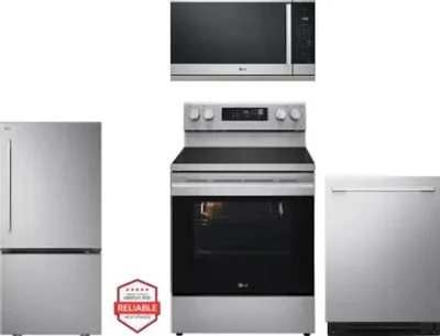 4 Piece Package Includes Refrigerator, Range, Microwave And Dishwasher