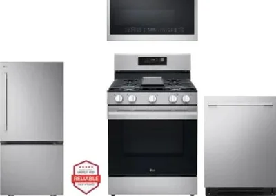 4 Piece Package Includes Refrigerator, Range, Microwave And Dishwasher