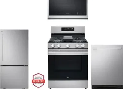 4 Piece Package Includes Refrigerator, Range, Microwave And Dishwasher