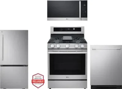 4 Piece Package Includes Refrigerator, Range, Microwave And Dishwasher