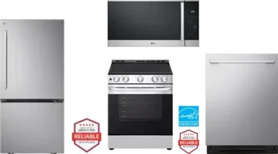 4 Piece Package Includes Refrigerator, Range, Microwave And Dishwasher