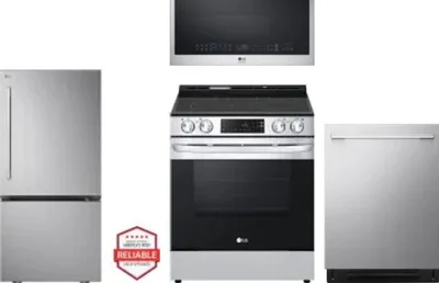 4 Piece Package Includes Refrigerator, Range, Microwave And Dishwasher