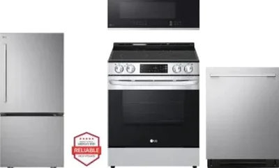 4 Piece Package Includes Refrigerator, Range, Microwave And Dishwasher