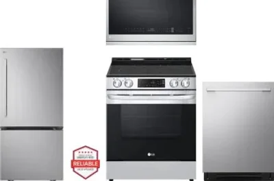 4 Piece Package Includes Refrigerator, Range, Microwave And Dishwasher