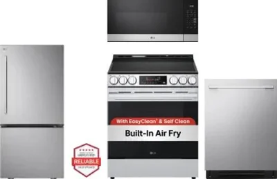 4 Piece Package Includes Refrigerator, Range, Microwave And Dishwasher