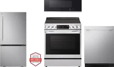 4 Piece Package Includes Refrigerator, Range, Microwave And Dishwasher