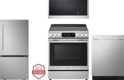 4 Piece Package Includes Refrigerator, Range, Microwave And Dishwasher