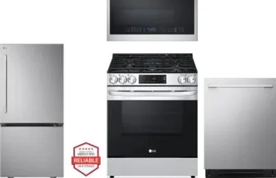 4 Piece Package Includes Refrigerator, Range, Microwave And Dishwasher
