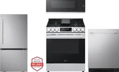 4 Piece Package Includes Refrigerator, Range, Microwave And Dishwasher