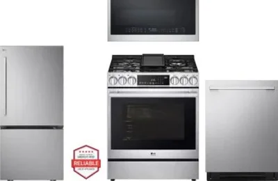 4 Piece Package Includes Refrigerator, Range, Microwave And Dishwasher