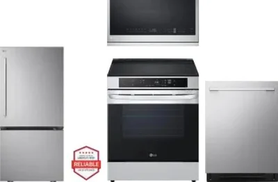4 Piece Package Includes Refrigerator, Range, Microwave And Dishwasher