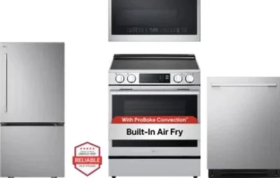 4 Piece Package Includes Refrigerator, Range, Microwave And Dishwasher