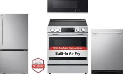 4 Piece Package Includes Refrigerator, Range, Microwave And Dishwasher