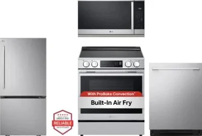 4 Piece Package Includes Refrigerator, Range, Microwave And Dishwasher