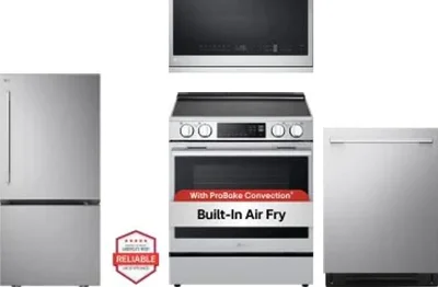 4 Piece Package Includes Refrigerator, Range, Microwave And Dishwasher