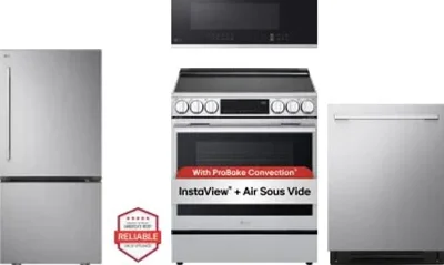 4 Piece Package Includes Refrigerator, Range, Microwave And Dishwasher