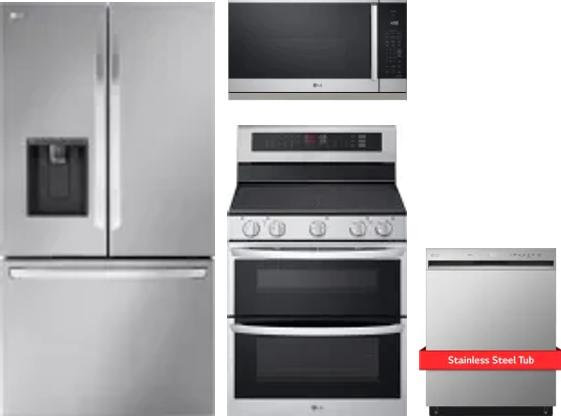 4 Piece Package Includes Refrigerator, Range, Microwave And Dishwasher