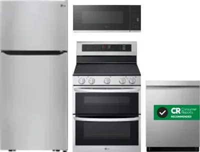 4 Piece Package Includes Refrigerator, Range, Microwave And Dishwasher