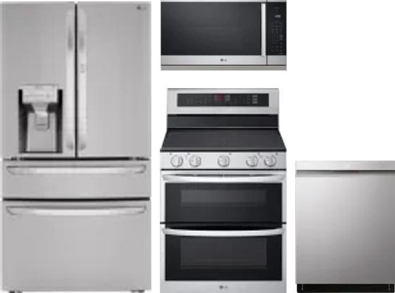 4 Piece Package Includes Refrigerator, Range, Microwave And Dishwasher