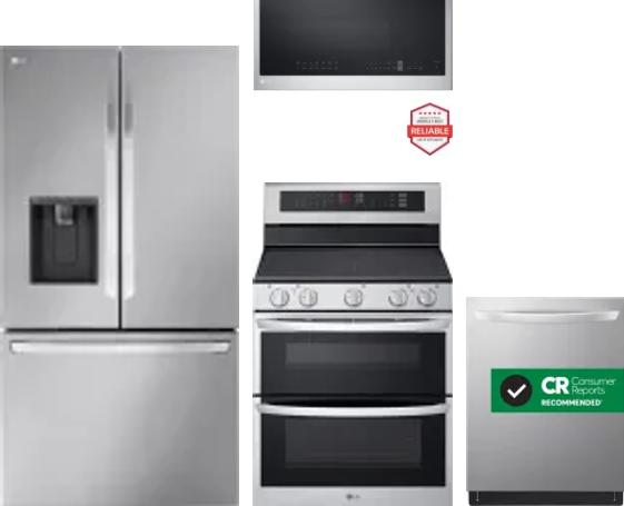 4 Piece Package Includes Refrigerator, Range, Microwave And Dishwasher