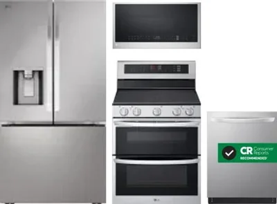4 Piece Package Includes Refrigerator, Range, Microwave And Dishwasher