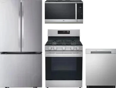 4 Piece Package Includes Refrigerator, Range, Microwave And Dishwasher