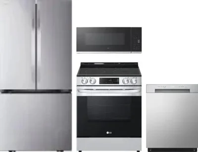 4 Piece Package Includes Refrigerator, Range, Microwave And Dishwasher