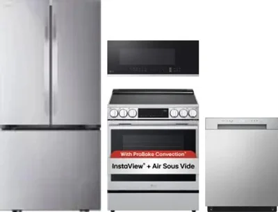 4 Piece Package Includes Refrigerator, Range, Microwave And Dishwasher