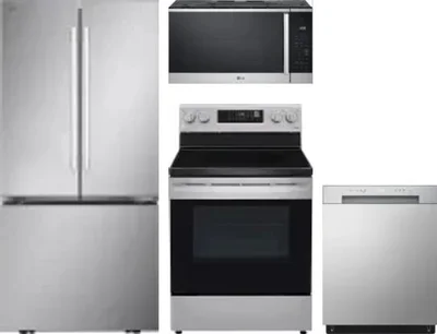4 Piece Package Includes Refrigerator, Range, Microwave And Dishwasher