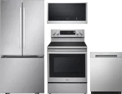 4 Piece Package Includes Refrigerator, Range, Microwave And Dishwasher