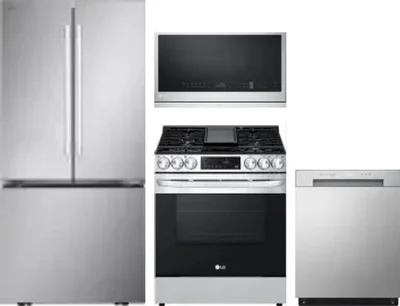 4 Piece Package Includes Refrigerator, Range, Microwave And Dishwasher
