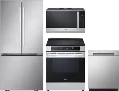4 Piece Package Includes Refrigerator, Range, Microwave And Dishwasher