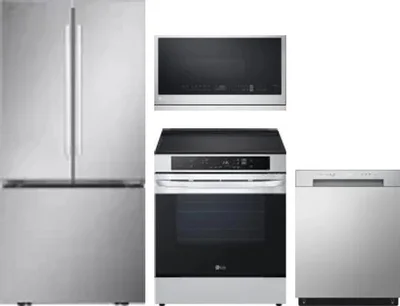 4 Piece Package Includes Refrigerator, Range, Microwave And Dishwasher