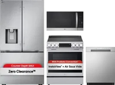 4 Piece Package Includes Refrigerator, Range, Microwave And Dishwasher