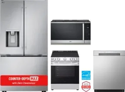4 Piece Package Includes Refrigerator, Range, Microwave And Dishwasher