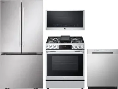 4 Piece Package Includes Refrigerator, Range, Microwave And Dishwasher