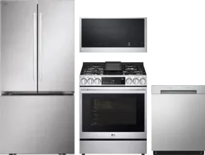 4 Piece Package Includes Refrigerator, Range, Microwave And Dishwasher