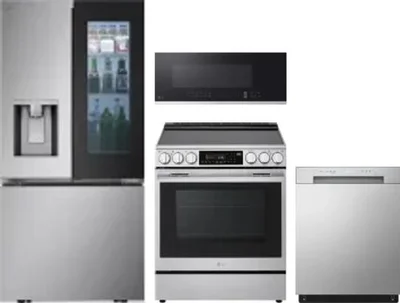 4 Piece Package Includes Refrigerator, Range, Microwave And Dishwasher
