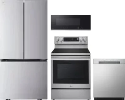 4 Piece Package Includes Refrigerator, Range, Microwave And Dishwasher